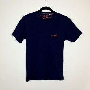 Red Is Bad Men's Crew Neck T shirt with Red and White Elastic Strings